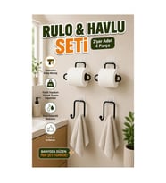 4 Parça Rulo Kağıtlık ve Havlu Bez Askılığı Seti – 2’şer Adet