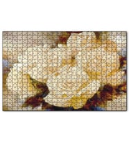 Cakapuzzle Beyaz Güller Yağlıboya Puzzle Yapboz MDF (Ahşap) (120 Parça)