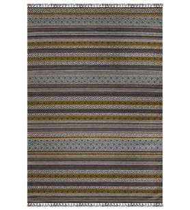 Yeşil Renkli Kaymaz Tabanlı Yıkanabilir Makine Dokuma Kilim