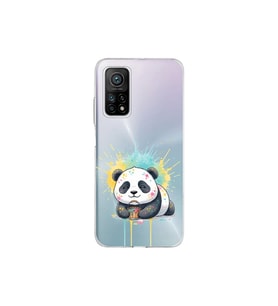 Xiaomi Mi 10t Pro 5g ile Uyumlu Splash Panda Tasarımlı Şeffaf Silikon Kılıf