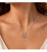 BK Gift Renkli Taşlı Kalp Figürlü Kadın Kolye - Kararma Yapmayan Silver Çelik Kolye