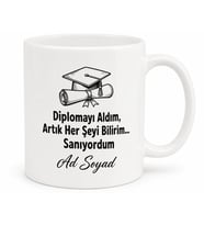 Diploma Tasarımlı Yeni Mezunlara Esprili Başarı Kupası Hediye Bardak