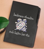 BK Gift Ruh Halim Bir Ölü Tasarımlı Siyah Termo Deri Not Defteri 15x21cm-1