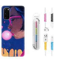 Samsung A02S A03S A10 A12 A13 A21S A22 Kılıf Kablo Koruma Spiral Silikon Sakız ve Kız 1767