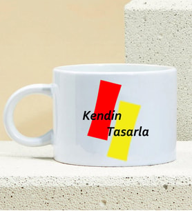 Kişiye Özel Kendin Tasarla sarı Kırmızı Taraftar Tasarımlı Porselen Kupa Nescafe Fincanı