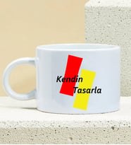 Kişiye Özel Kendin Tasarla sarı Kırmızı Taraftar Tasarımlı Porselen Kupa Nescafe Fincanı