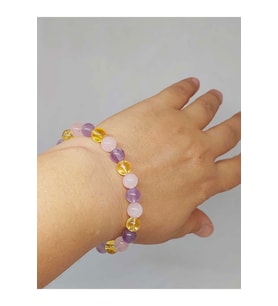 Ametist & Pembe Kuvars & Sitrin Tasarım Bileklik 8mm (52398)