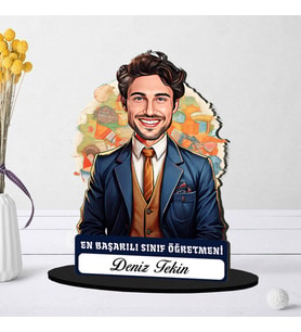 Kişiye Özel Erkek Sınıf Öğretmenine Hediye Karikatürlü Biblo