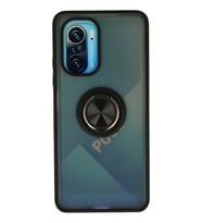 Redmi K40 Kılıf Montreal Yüzüklü Silikon Kapak - Siyah