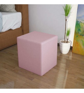MODİLAYN DOĞA Kare Puf Tay Tüyü Kumaş, Sağlam Ahşap İskeletli -PEMBE- (Pastel Pembe)