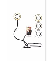 Pazariz Led Tripod Işıklı Telefon Tutucu Makyaj Işığı Ring Light 9 cm Çap
