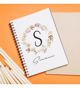 Baş Harfli İsim Tasarımlı Defter Kişiye Özel