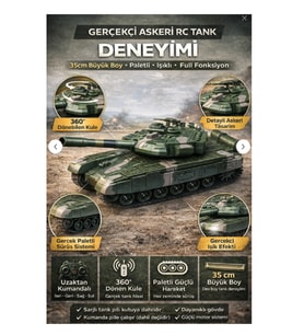 35 cm Uzaktan kumandalı ışıklı paletli ŞARJLI tank 5422