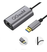 USB 'den RJ45 'e Hızlı Ethernet Dönüştürücü Kablosu 1000 Mbps Network Ağ adaptörü Tak-Çalıştır Kablo (Siyah)