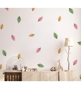 Renkli Yapraklar Boho Botanik Çiçekli Orman Çiçek Duvar Çıkartmaları,çocuk Odası Dekorasyon Sticker Etiket  (Karışık)