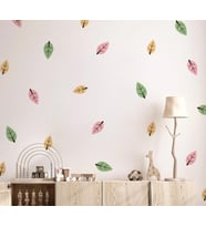 Renkli Yapraklar Boho Botanik Çiçekli Orman Çiçek Duvar Çıkartmaları,çocuk Odası Dekorasyon Sticker Etiket  (Karışık)