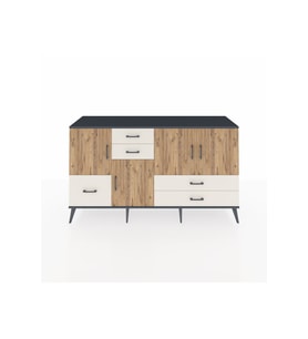 Kronos Konsol 4 Raflı 5 Çekmeceli 4 Kapaklı 176x59x99 Antrasit-Çam/Aytaşı