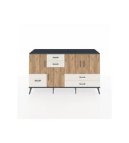 Kronos Konsol 4 Raflı 5 Çekmeceli 4 Kapaklı 176x59x99 Antrasit-Çam/Aytaşı