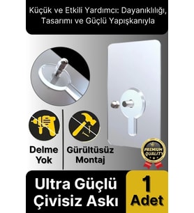Süper Sağlam İz bırakmaz Çerçeve Tablo Banyo Mutfak Ultra Güçlü Yapışkanlı Çivisiz Askı 1 Adet