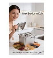 Inox Saklama Kabı - Hava Sızdırmaz Mutfak Düzenleyici 14X11 Cm 304 Paslanmaz Çelik