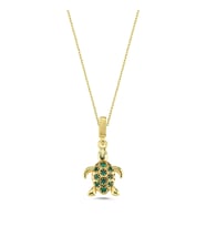 Taşlı Kaplumbağ Altın Kaplama Kolye KLY85 (Gold)
