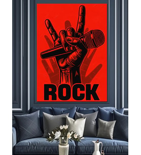 Rock On El Hareketi Dekoratif Kanvas - Mdf Ahşap Tablo