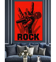 Rock On El Hareketi Dekoratif Kanvas - Mdf Ahşap Tablo