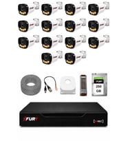 FURY 14 Kameralı Güvenlik Kamera Seti 4 Warm LED Gece Renkli Görüş 250 GB HDD