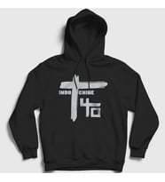 Presmono Unisex Beyaz Logo Rock Indochine Kapüşonlu Sweatshirt 539193tt (Siyah)