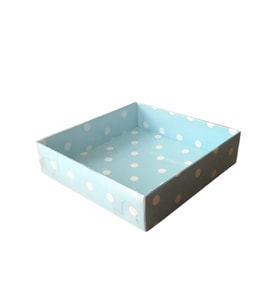 Asetat Kapaklı Karton Kutu 12X12X3 (50 Adet)  Puantiyeli Mavi