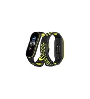 Mi Band 4 Spor Delikli Kordon - Siyah-Yeşil