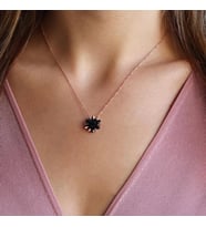 Oniks Taşlı Rose Gold Kaplama Gümüş Kolye