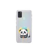 Samsung Galaxy A21S ile Uyumlu Splash Panda Tasarımlı Şeffaf Silikon Kılıf