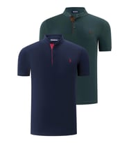 İKİLİ SET T8560 DEWBERRY ERKEK T-SHIRT-LACİVERT-YEŞİL (Lacivert - Yeşil)