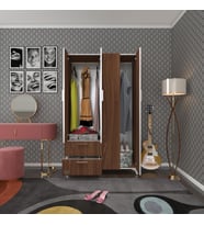 Kenzlife gardırop 4 kapaklı kapılı 2 çekmeceli gonca 168*100*42 cvz ayaklı gardolap dolap (Karışık)