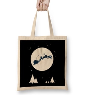 Christmas Night Silhouette Sleigh Bells Reindeer Bez Çanta Uzun Saplı