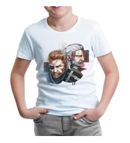 The Witcher - Geralt vs Solid Snake Beyaz Çocuk Tshirt