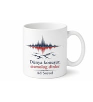 Deprem Uzmanı Sismograf Kaydı Tektonik Plakalar Fay Hattı Kupa Bardak Hediye