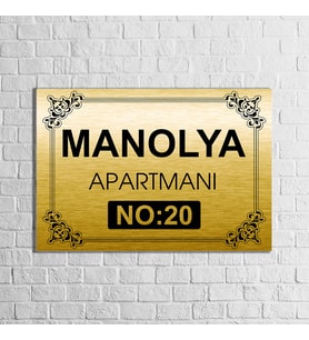 Apartman-Site Kapı Isimliği Kapı Tabelası 20X29 cm Model 2 (Gold)