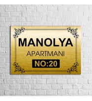 Apartman-Site Kapı Isimliği Kapı Tabelası 20X29 cm Model 2 (Gold)