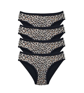 4 Adet Leopar Desenli Likralı Yumuşak Dokulu Kadın Slip Külot