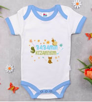 BK Kids Babamın Kızanıyım Tasarımlı Mavi Bebek Body Zıbın-1