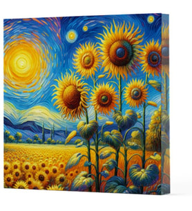 Van Gogh 4 Ayçiçekleri - Çizgisiz Yan Boyamalı Defter