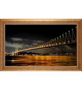 Çerçeveli Paspartulu Manzara Tablo bm1599 (Gold)