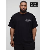 Erkek Büyük Beden Unified Collective Baskılı Bisiklet Yaka Tshırt SPR25BTS905 (Siyah)
