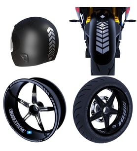 Moto Rider 4'lü Sticker Seti Taş Grisi İç Dış Jant Şeridi Kask ve Çamurluk Çınar
