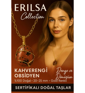 Sertifikalı Tel Sargılı Doğal Kahverengi Obsidyen Taşı Kolye – Altın Kaplama Koruma Taşı (Çok Renkli)