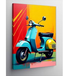 Kanvas Tablo Mavi Vespa Ve Renkler