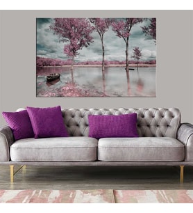 Miyrem Exclusive Serie"  Kayık ve Pembe Ağaçlar  Kanvas Tablo