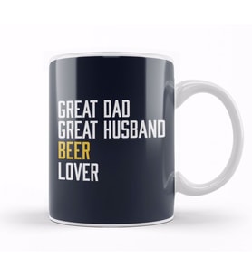 Fathers Day Great Dad Great Husband Beer Lover Kupa Bardak Porselen